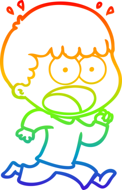 Karikatür çizen gökkuşağı gradyanı bir insan tarafından çizilmiş şok bir adam.