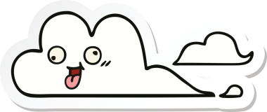 Bir insan tarafından çizilmiş şirin bir karikatür bulutunun çıkartması.