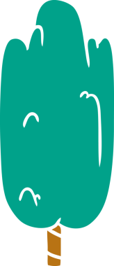 İnsan eliyle çizilmiş karikatür, tek yeşil ağaç.