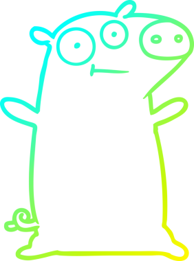 Bir insan tarafından çizilmiş mutlu çizgi film domuzu çizimi.