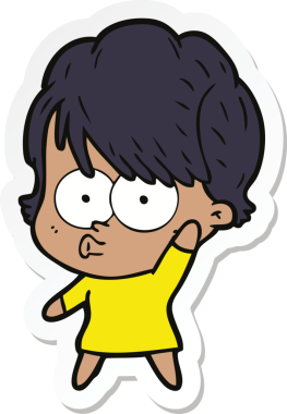 Bir insan tarafından çizilmiş bir karikatür kadının çıkartması.