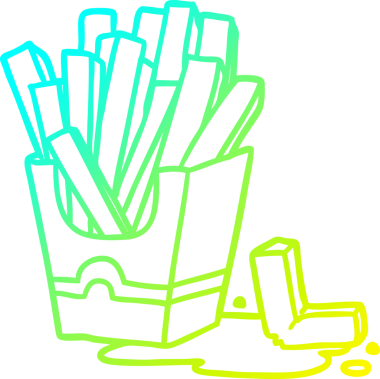 Bir insan tarafından çizilmiş abur cubur kızartmasının soğuk gradyan çizgisi.