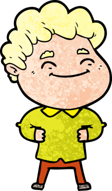 Bir insan tarafından çizilmiş çizgi film dostu bir adam.