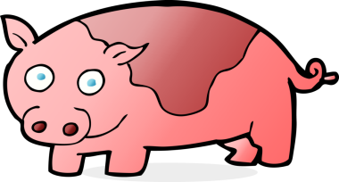 Bir insan tarafından çizilmiş çizgi film domuzu.