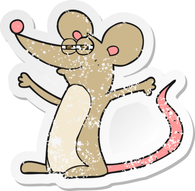 Bir insan tarafından çizilmiş karikatür bir farenin gerilimli çıkartması