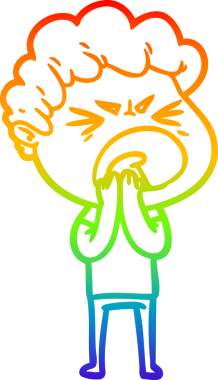 Bir insan tarafından çizilmiş öfkeli bir adamın çizdiği gökkuşağı gradyan çizgisi.