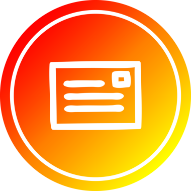 Bir insan tarafından çizilen sıcak gradyan bitiş ile zarf harfi dairesel simgesi