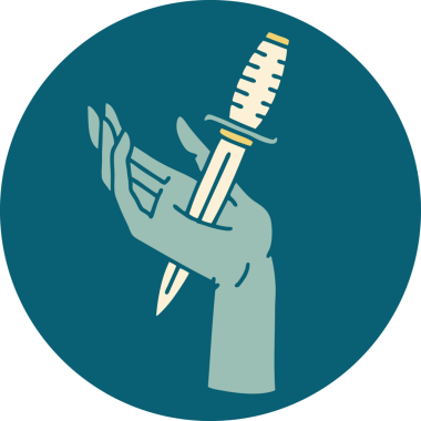 Bir insanın eline çizdiği hançerin ikonik dövme şekli.