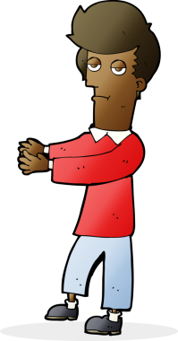 Çizgi filmdeki sıkılmış adam bir insan tarafından çizilmiş.