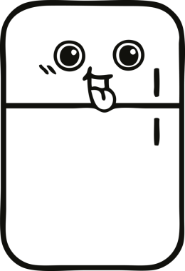 Bir insan tarafından çizilmiş bir buzdolabı karikatürü.