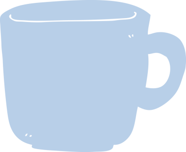 Bir insan tarafından çizilmiş düz renkli çizgi film kahve fincanı.