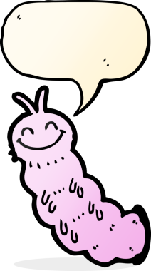 Bir insan tarafından çizilmiş konuşma balonlu çizgi film tırtılı.