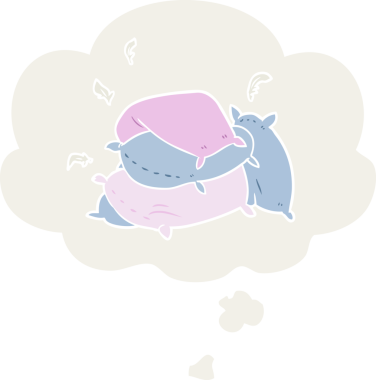 Düşünce baloncuklu çizgi film yastıkları insan tarafından çizilmiş.