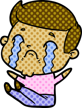 Bir insan tarafından çizilmiş ağlayan çizgi film adamı.