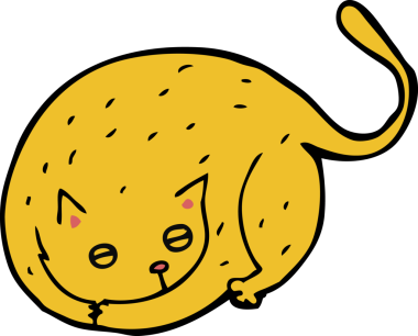 Bir insan tarafından çizilmiş çizgi film kedisi.