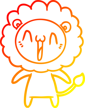 Bir insan tarafından çizilmiş mutlu çizgi film aslanının sıcak çizgi çizimi