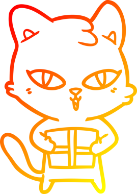 Bir insan tarafından çizilmiş çizgi film kedisinin sıcak çizgi çizimi