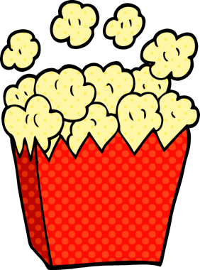 Bir insan tarafından çizilmiş çizgi film patlamış mısırı.