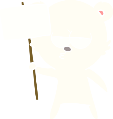 Sıkıcı kutup ayısı düz renkli çizgi film, bir insan tarafından çizilmiş.