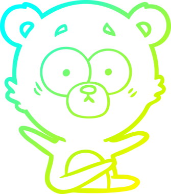 Bir insan tarafından çizilen şaşırmış ayı karikatürünün soğuk gradyan çizgisi