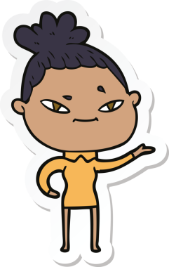 Bir insan tarafından çizilmiş bir karikatür kadının çıkartması.