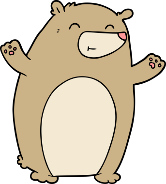 Bir insan tarafından çizilmiş mutlu çizgi film ayısı.