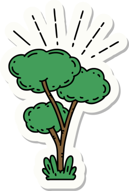 Bir insan tarafından çizilmiş dövme stili bir ağacın çıkartması.