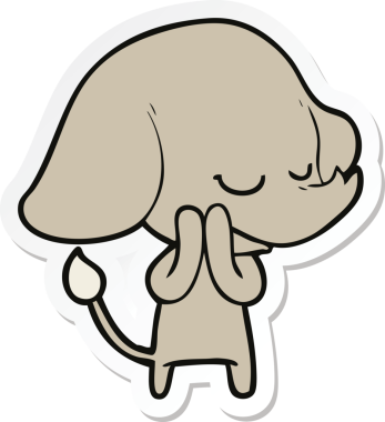 Bir insan tarafından çizilmiş gülümseyen fil çıkartması.