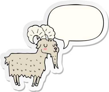 Bir insan tarafından çizilmiş balon çıkartmalı çizgi film keçisi.