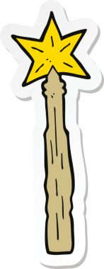 Bir insan tarafından çizilmiş sihirli değnek çıkartması.