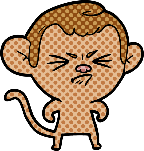 Bir insan tarafından çizilmiş sinir bozucu bir maymun.