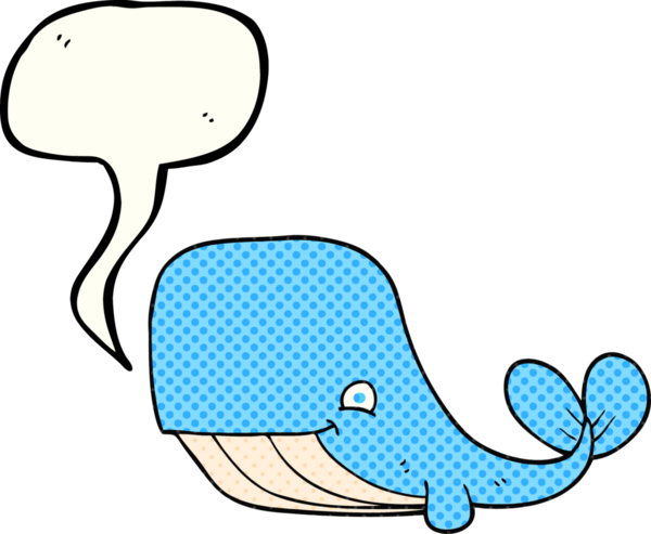 Bir insan tarafından çizilmiş serbest çizilmiş çizgi roman konuşma balonu mutlu balina