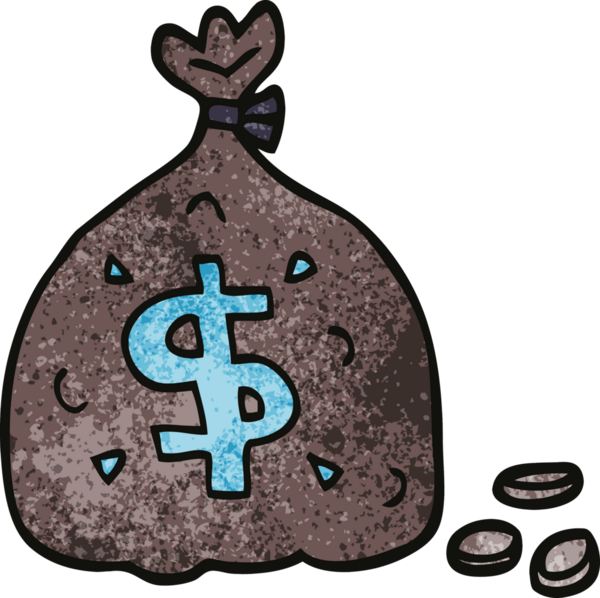 Bir insan tarafından çizilmiş bir çanta dolusu dolar.