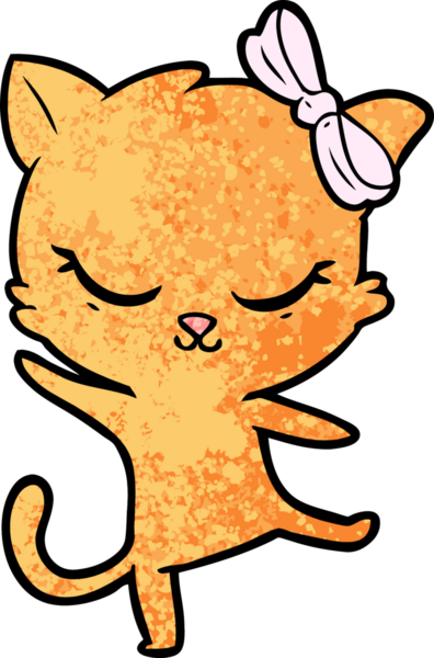 Bir insan tarafından çizilmiş sevimli çizgi film kedisi.