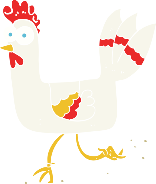 Bir insan tarafından çizilmiş tavuğun düz renk çizimi