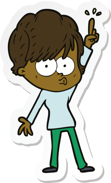 Bir insan tarafından çizilmiş bir karikatür kadının çıkartması.