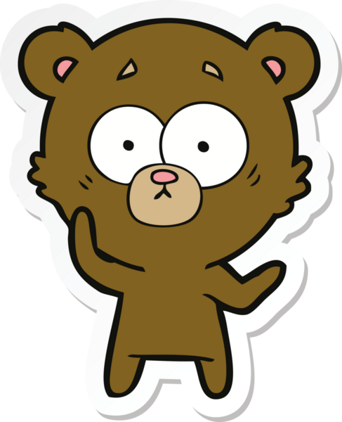 Bir insan tarafından çizilmiş şaşırmış bir ayı çizgi filminin çıkartması.