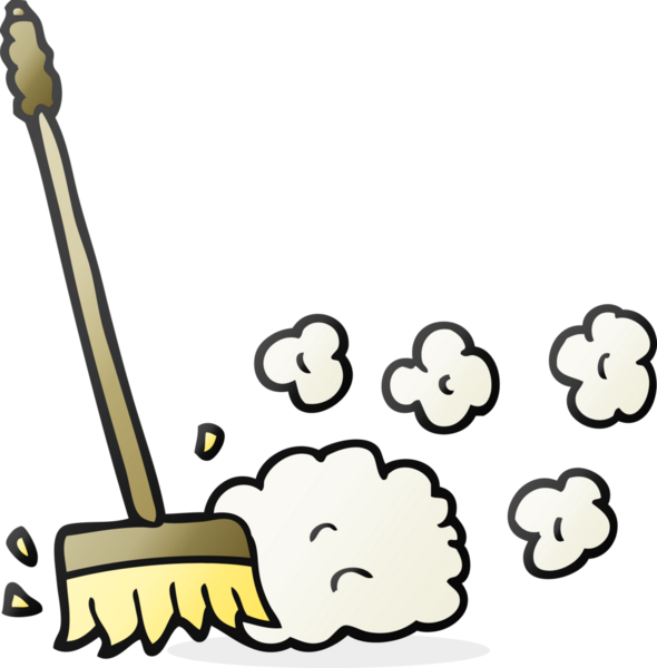 Bir insan tarafından çizilmiş karikatür süpürme fırçası.