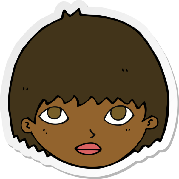 Bir insan tarafından çizilmiş bir karikatür kızının çıkartması.