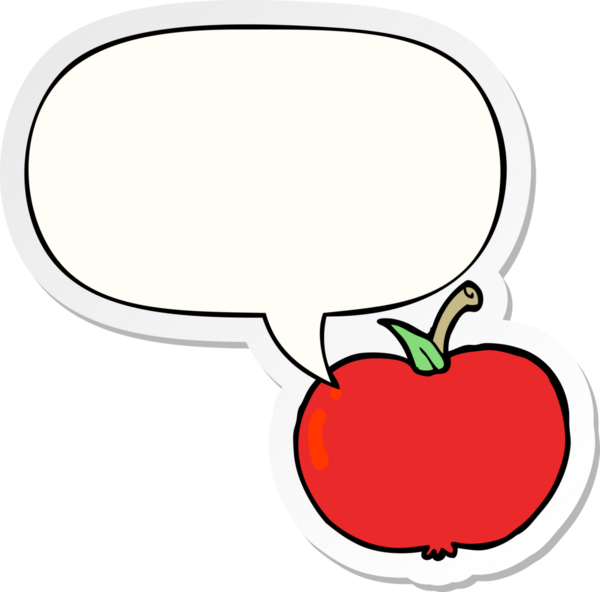 bir insan tarafından çizilmiş konuşma balonu çıkartmalı çizgi film elması.