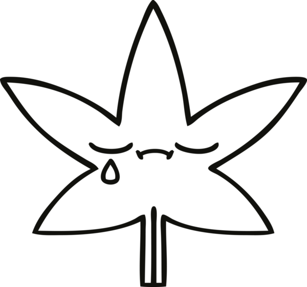 Bir insan tarafından çizilmiş bir sonbahar yaprağının çizgi çizimi