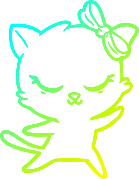 Bir insan tarafından çizilmiş bir çizgi film kedisinin soğuk gradyan çizimi