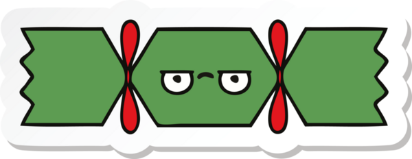 Bir insan tarafından çizilmiş şirin bir noel krakerinin çıkartması.