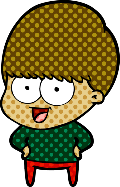 Bir insan tarafından çizilmiş mutlu çizgi film çocuğu.