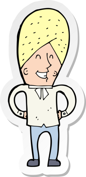 Bir insan tarafından çizilmiş mutlu bir adamın çıkartması.