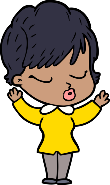 Bir insan tarafından çizilmiş gözleri kapalı çizgi film kadını.