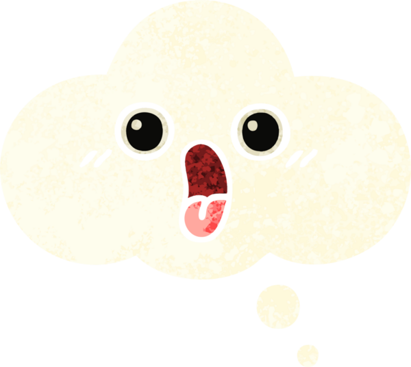 Bir insan tarafından çizilen düşünce baloncuğunun retro çizim tarzı karikatürü