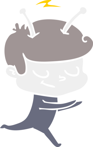 Bir insan tarafından çizilen düz renk çizgi film uzay adamı