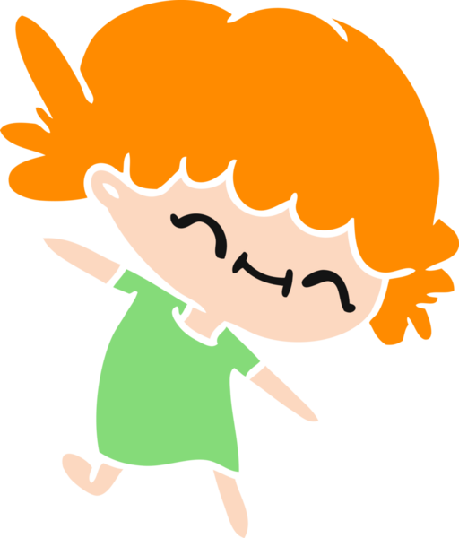 Bir insan tarafından çizilmiş tatlı bir kawai kızının serbest çizimi.