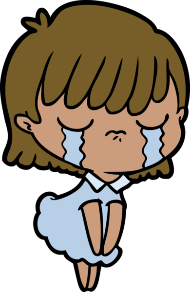 Bir insan tarafından çizilmiş ağlayan çizgi film kadını.